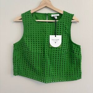 Kate Spade Vibrant Green Eyelet Top